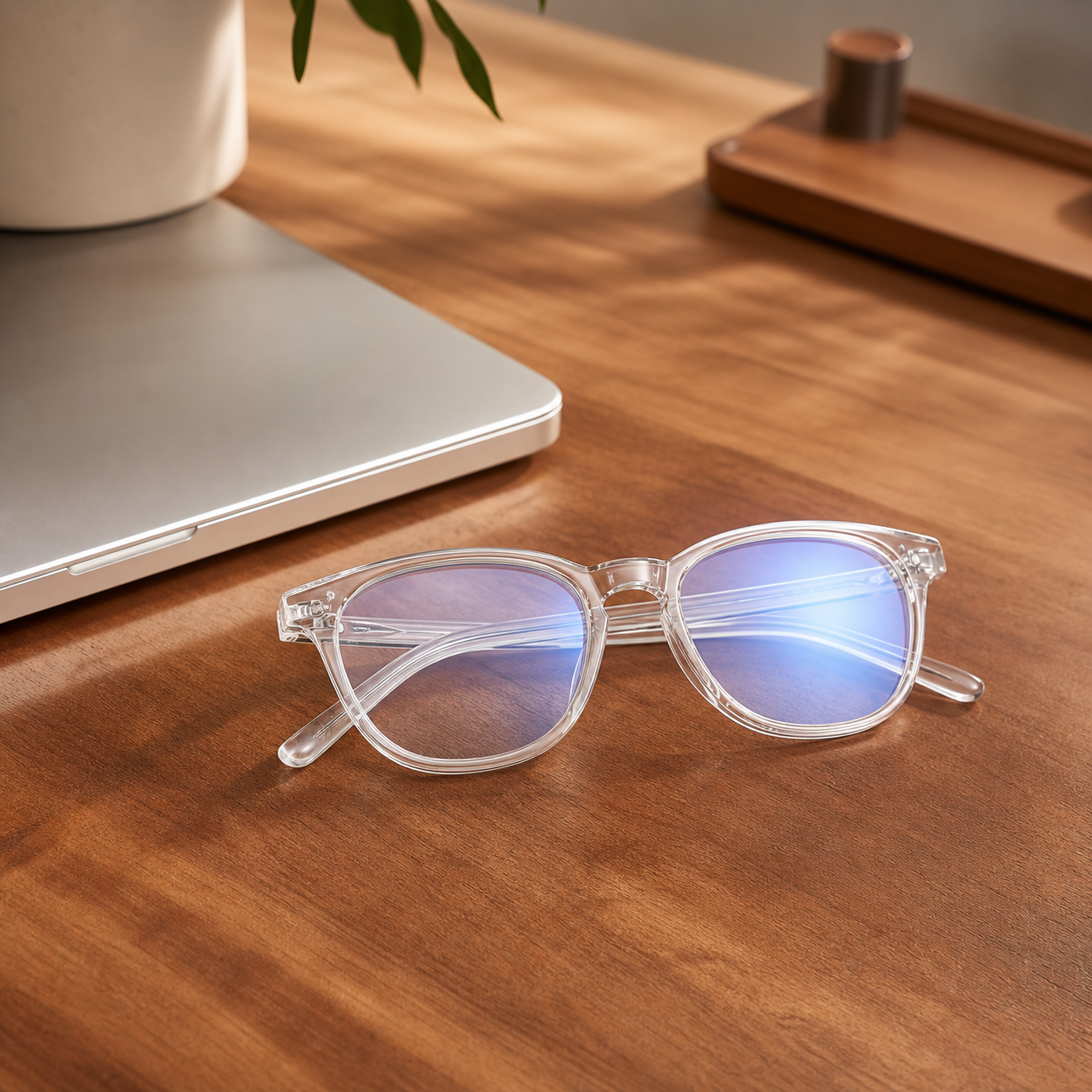 Clear-frame blue light glasses