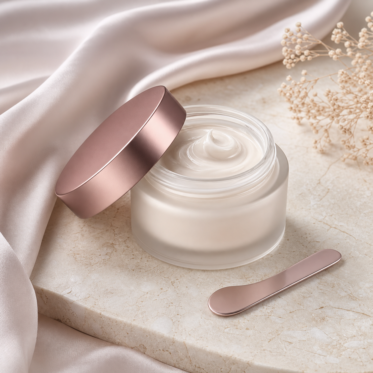 Peptide neck smoothing cream jar with applicator